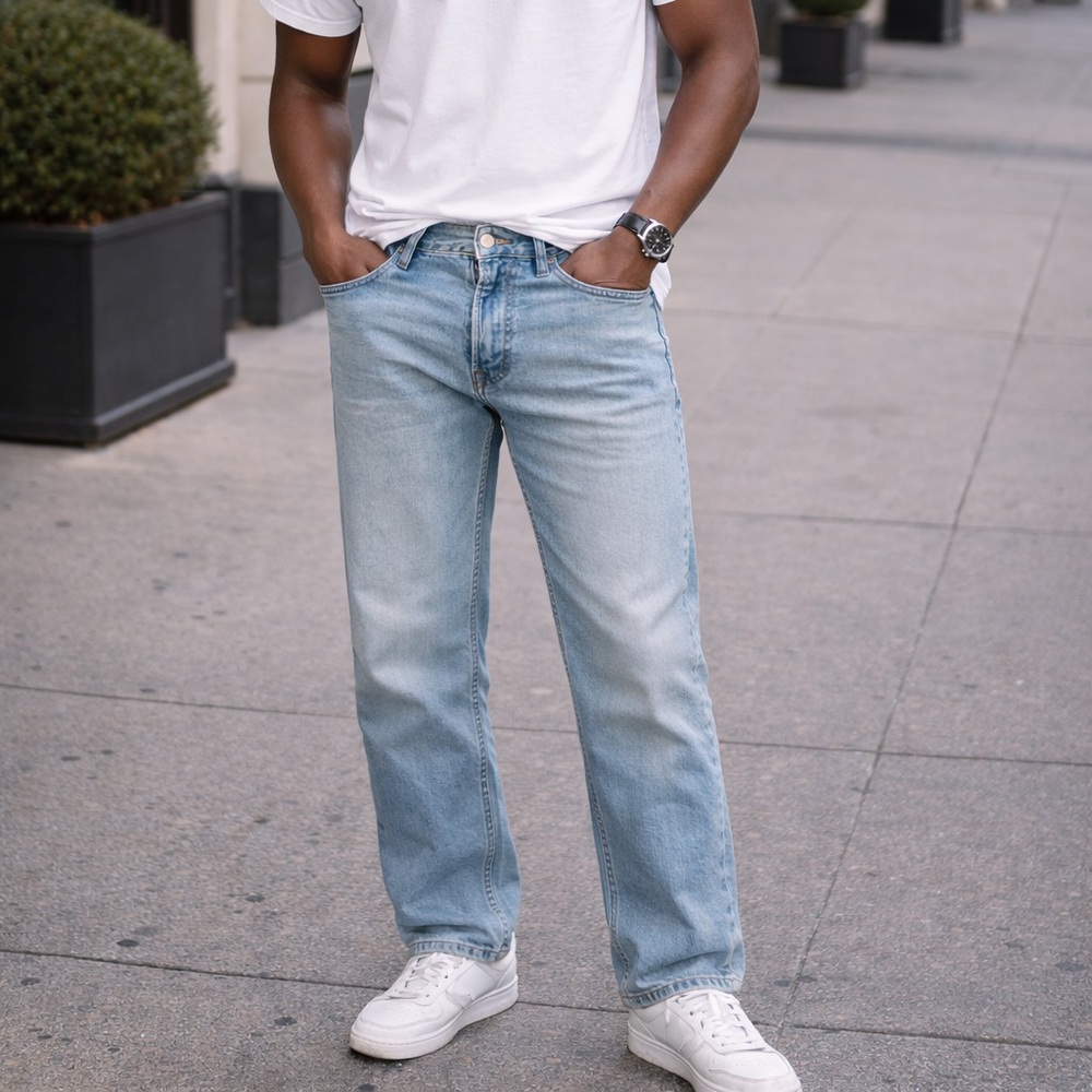Old Navy Men's Loose Fit Denim Jeans Built In Flex Size 26X30 Light Blue Cotton